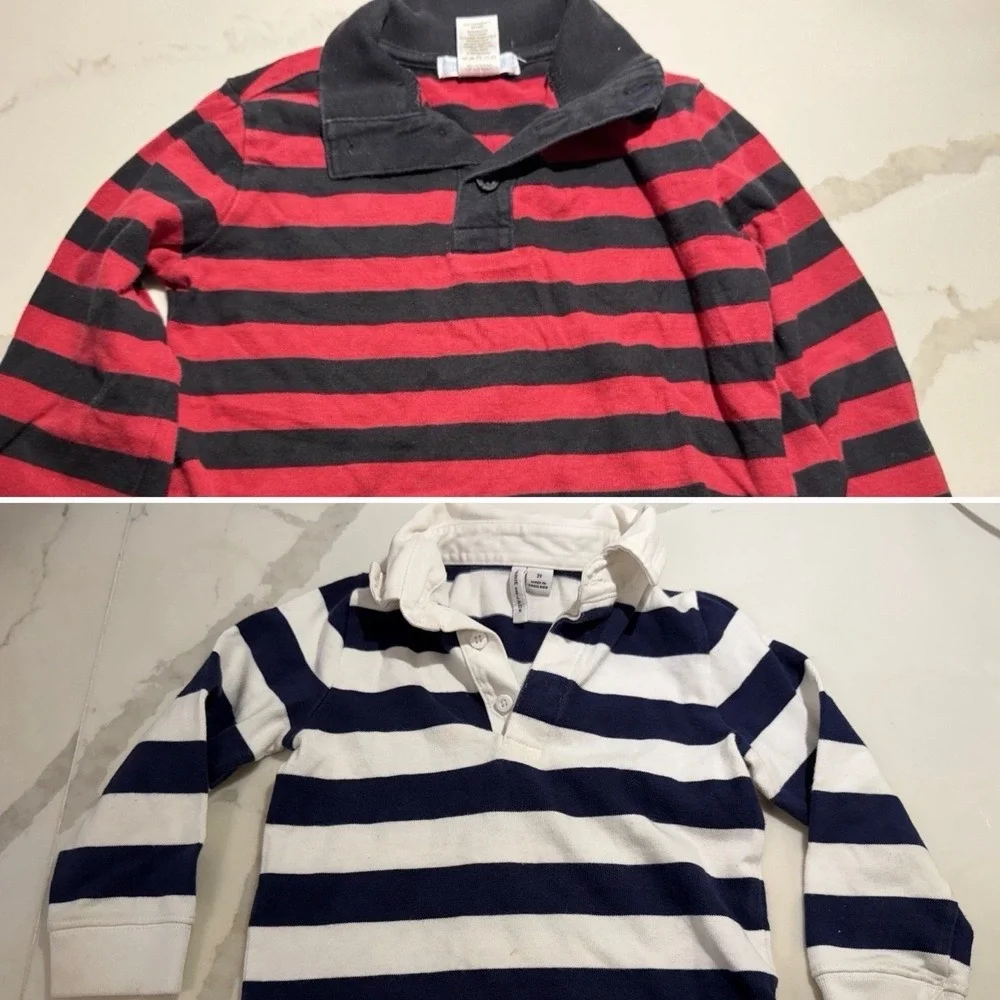Janie and Jack Lot Of 2 Striped Long Sleeve Polos Sz 2T-3 Preppy Nautical Rugby